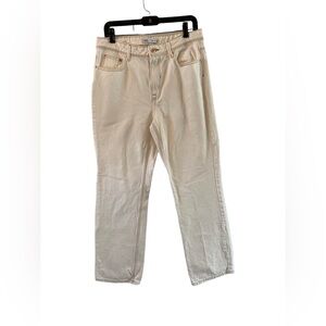 Zara‎ Women’s Off White Straight Leg High Rise Jeans Size 10